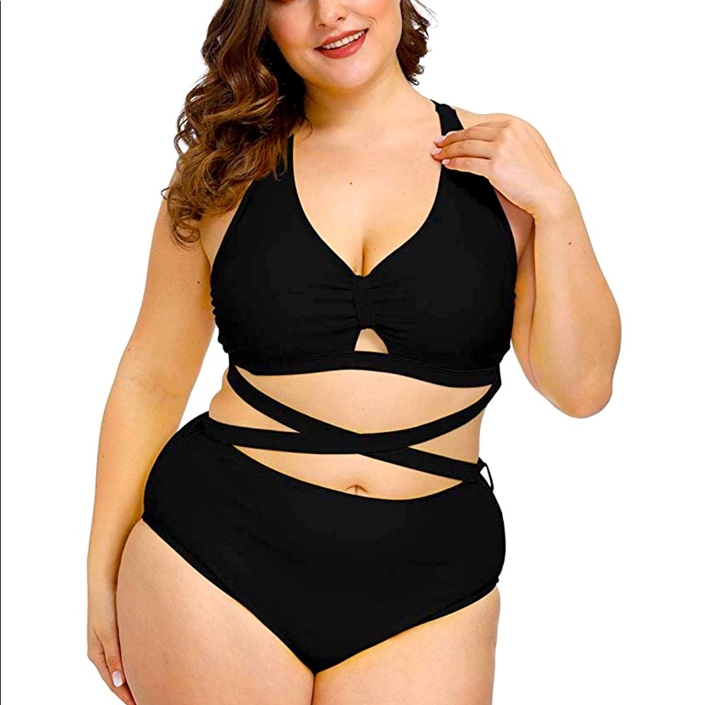 Front criss cross black Amazon bathing suit